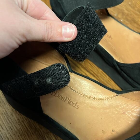 L'Amour Des Pieds Amadour Sandals Wedge Black Suede Ankle Strap Women's 10 - Picture 3 of 9